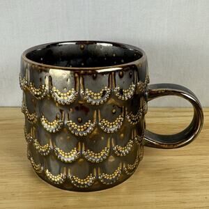 Starbucks Anniversary Brown Gold Scales Siren Relief Ceramic Handle Mug 10oz